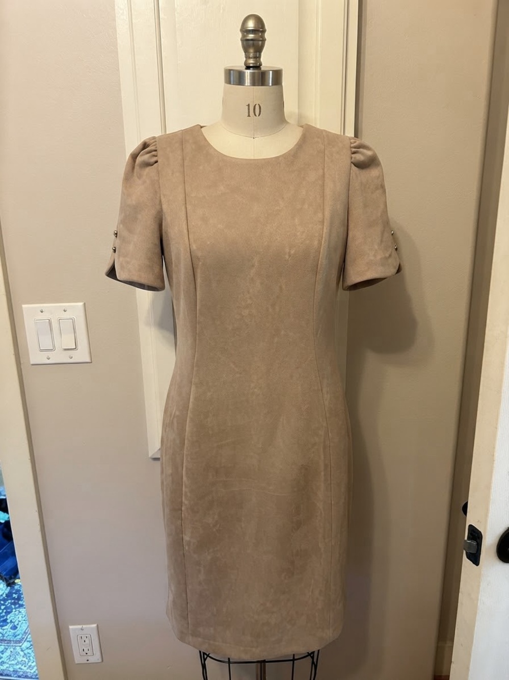 Classic Tan Suede Sheath Dress